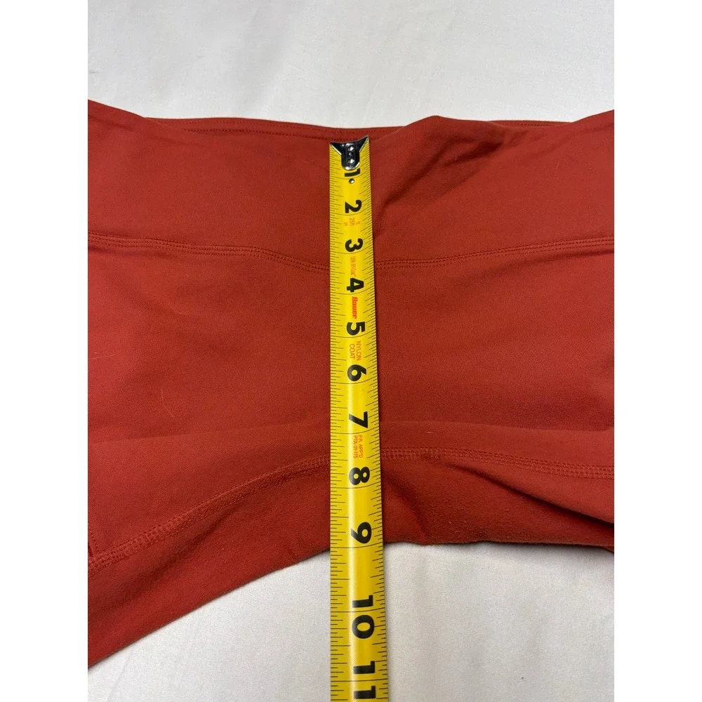 Alo Yoga Moto Leggings Rust Red Terracotta Ribbed Mesh Activewear Womens M 28X29